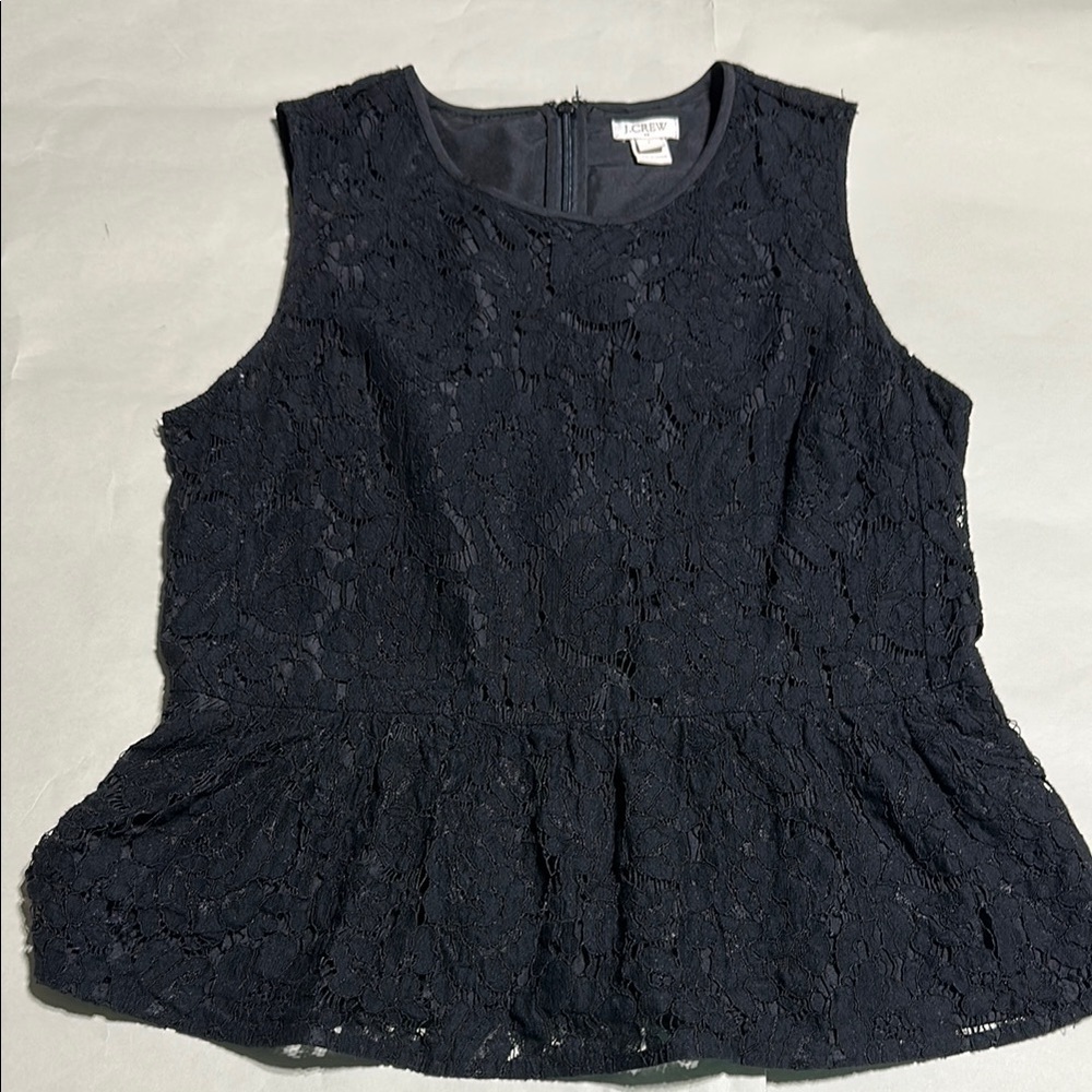 J.Crew Sleeveless Peplum Lace Top – Crew Neck, Lined, Back Zipper – Size 2